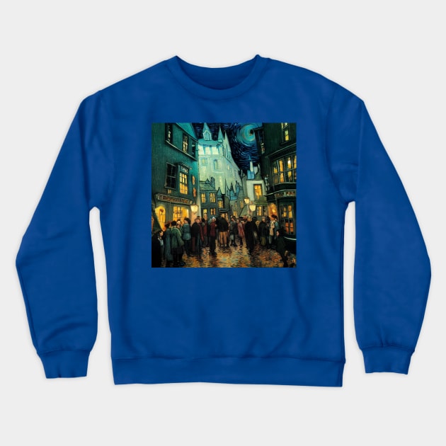 Starry Night in Diagon Alley Crewneck Sweatshirt by Grassroots Green